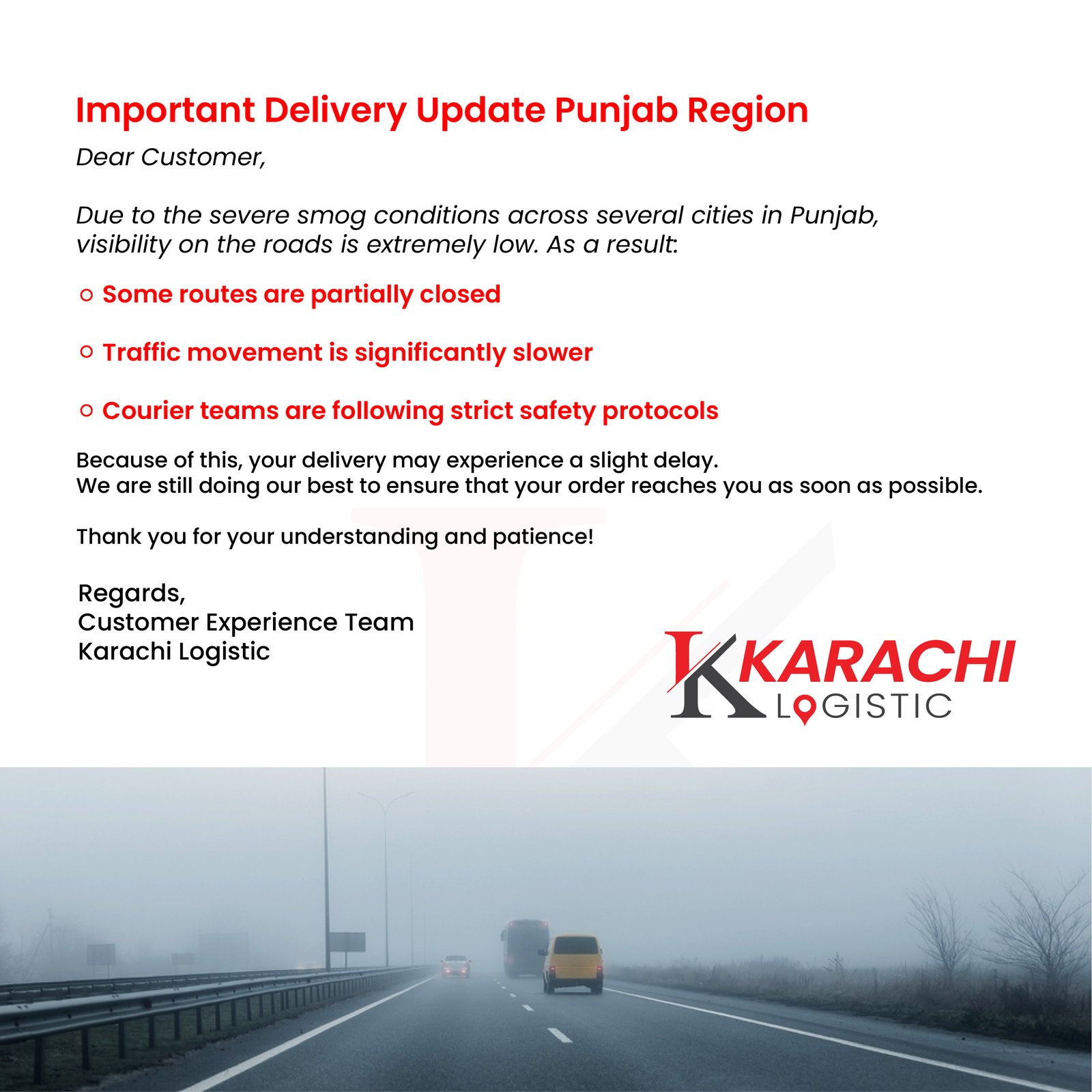 Karachi Logistic Special Offer